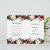 Programme de mariage plié Floral de la marine de B (Debout devant)