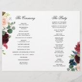 Programme de mariage plié Floral de la marine de B (Dos)