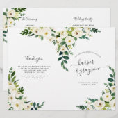 Programme de mariage plié floral en albâtre (Devant / Derrière)