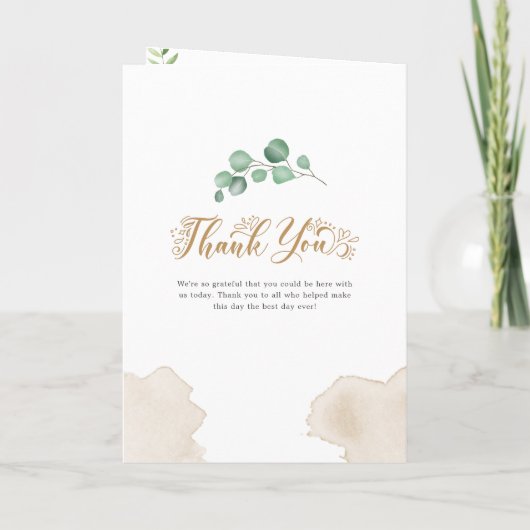 Programme de mariage plié Gold Greenery (Dos)