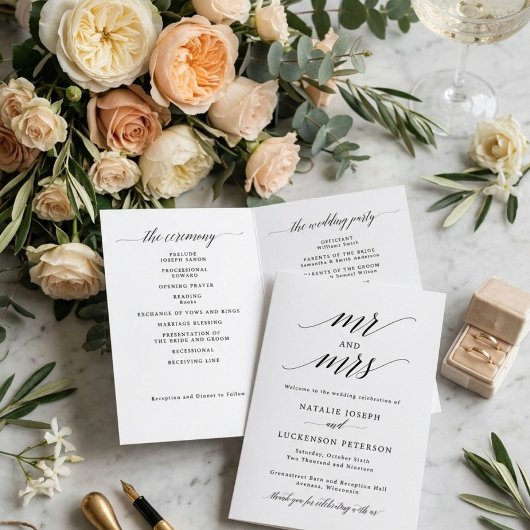 Programme de mariage plié minimaliste moderne