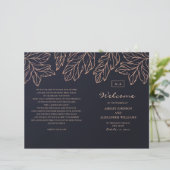 Programme de mariage plié or et bleu marine. Botan (Debout devant)