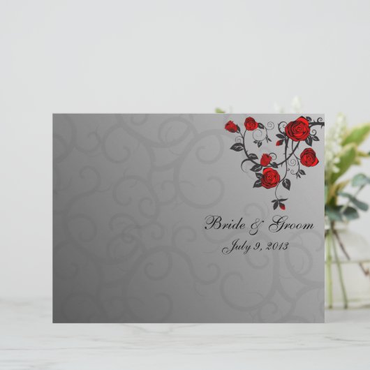 Programme de mariage plié Rose enchanté (Debout devant)