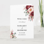 Programme de mariage plié rustique floral Rose de (Devant)