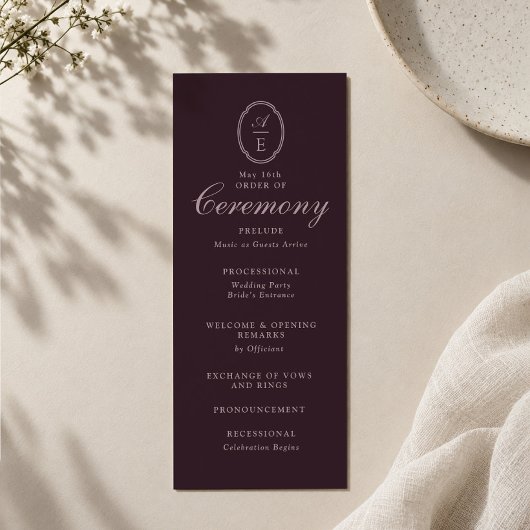 Programme de mariage Plum Noir Monogram