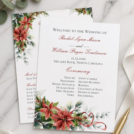 Programme de mariage Poinsettia de vacances