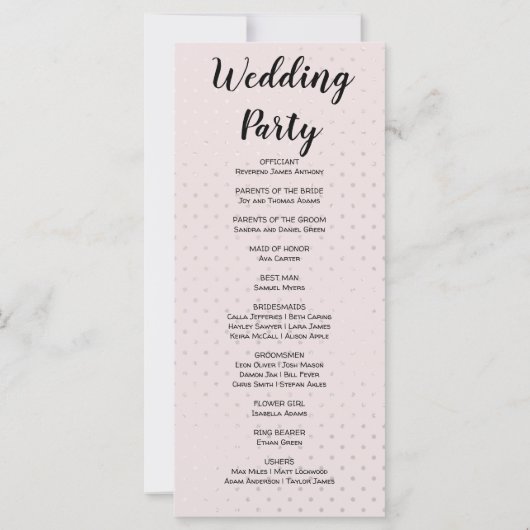 Programme de mariage Pois Champagne et Gold (Dos)