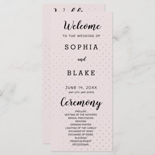 Programme de mariage Pois Champagne et Gold (Devant / Derrière)