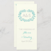 Programme de mariage pour cadre de feuillage bleu  (Devant / Derrière)