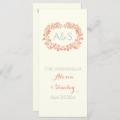 Programme de mariage pour cadre de feuillage orang (Devant / Derrière)