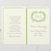 Programme de mariage pour cadre feuillage vert pri (Devant / Derrière)