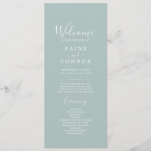 Programme de mariage pour coordinateur de verdure (Devant)