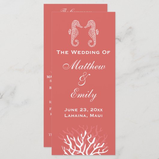 Programme de mariage pour hippocampe de récif de c (Devant / Derrière)