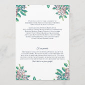 Programme de mariage pour Julia et Andrew (Dos)