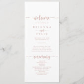 Programme de mariage pour la calligraphie or rose (Devant)