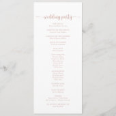 Programme de mariage pour la calligraphie or rose (Dos)