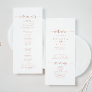 Programme de mariage pour la calligraphie or rose