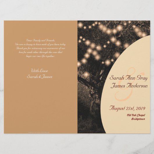 Programme de mariage pour la célébration de l'arbr (Devant)