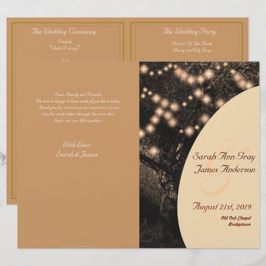 Programme de mariage pour la célébration de l'arbr (Devant / Derrière)