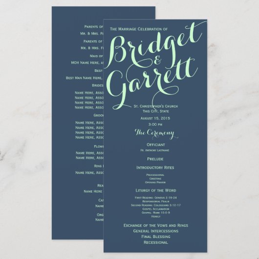 Programme de mariage pour la conception de texte b (Devant / Derrière)