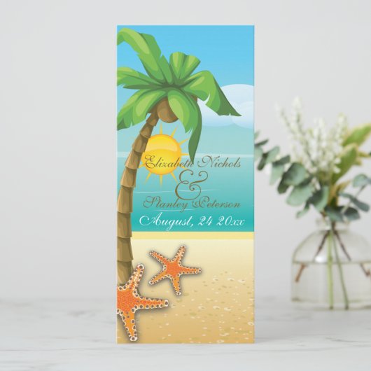 Programme de mariage pour la plage de palmes et d' (Debout devant)