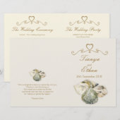 Programme de mariage pour l'aquarelle des coquille (Devant / Derrière)