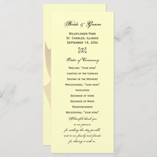 Programme de mariage pour les feuilles de chêne d' (Devant / Derrière)