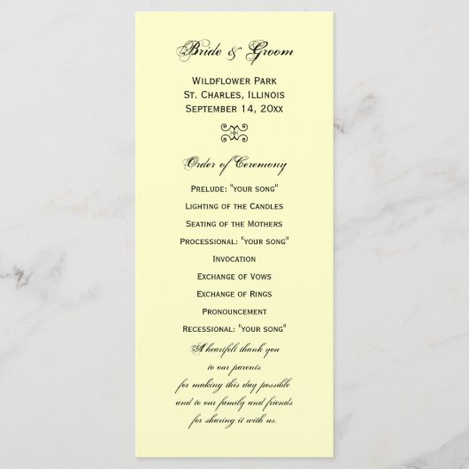 Programme de mariage pour les feuilles de chêne d' (Devant)