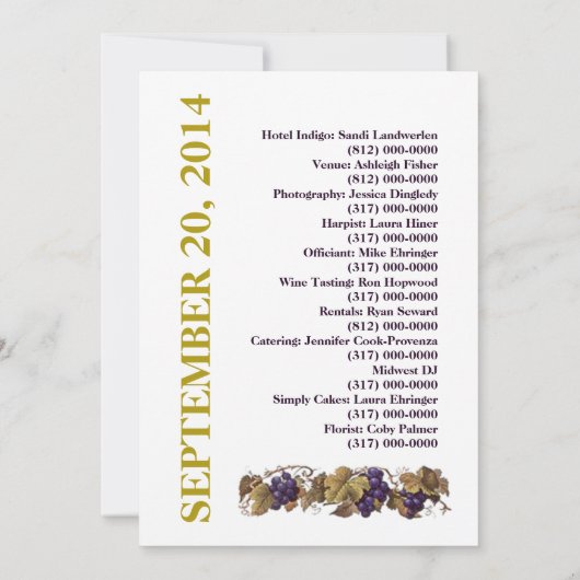 Programme de Mariage pour les Fournisseurs (Dos)