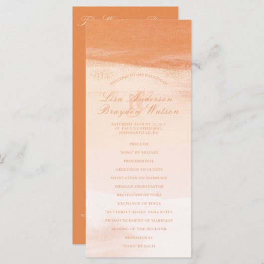 Programme de mariage pour les lessives de corail e (Devant / Derrière)