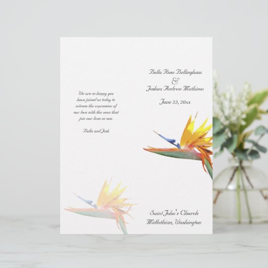 Programme de mariage pour les oiseaux de paradis (Debout devant)