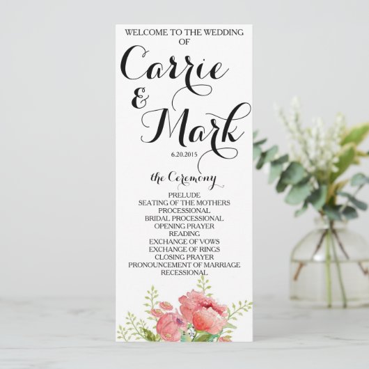 Programme de mariage pour les pivoines printanière (Debout devant)