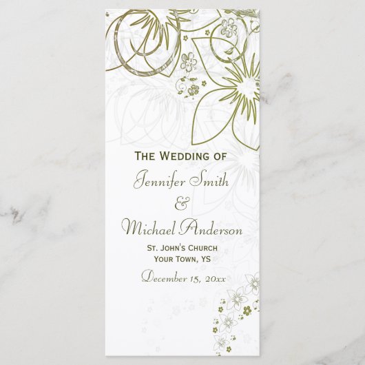 Programme de mariage pour Mariage simple vert et o (Devant)