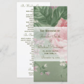 Programme de mariage pour Mariage vert et rose (Devant / Derrière)