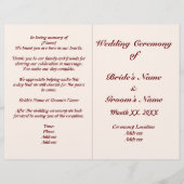 Programme de mariage pour mariées et mariées perso (Devant)