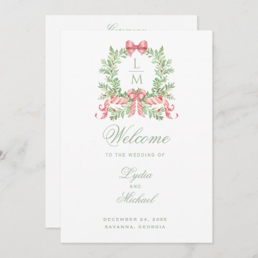 Programme de mariage pour monogrammes de couronne (Devant / Derrière)