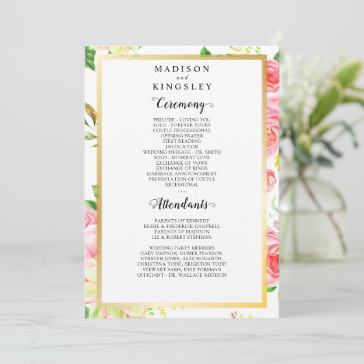 Programme de mariage pour papillon rose du printem (Debout devant)