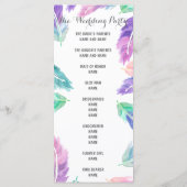 Programme de mariage pour plumes d'aquarelle peint (Dos)