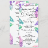 Programme de mariage pour plumes d'aquarelle peint (Devant / Derrière)