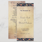 Programme de mariage pour Rose bleu Vintage élégan (Devant / Derrière)