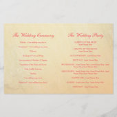 Programme de mariage pour rose de thé jaune orange (Dos)