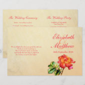 Programme de mariage pour rose de thé jaune orange (Devant / Derrière)