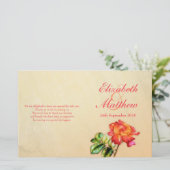 Programme de mariage pour rose de thé jaune orange (Debout devant)
