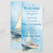 Programme de mariage pour voiliers Watercolor (Devant / Derrière)