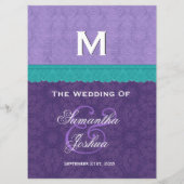 Programme de mariage pourpre et Turquoise V1C (Dos)