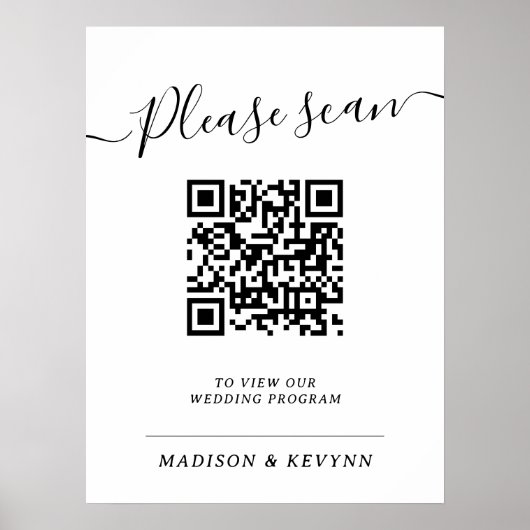 Programme de mariage QR Code Poster (Devant)