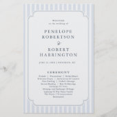 Programme de mariage rayé bleu poussiéreux Moderne (Devant)