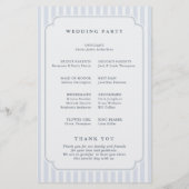 Programme de mariage rayé bleu poussiéreux Moderne (Dos)