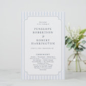 Programme de mariage rayé bleu poussiéreux Moderne (Debout devant)