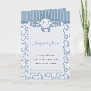 Programme de mariage, rayures bleu-clair et